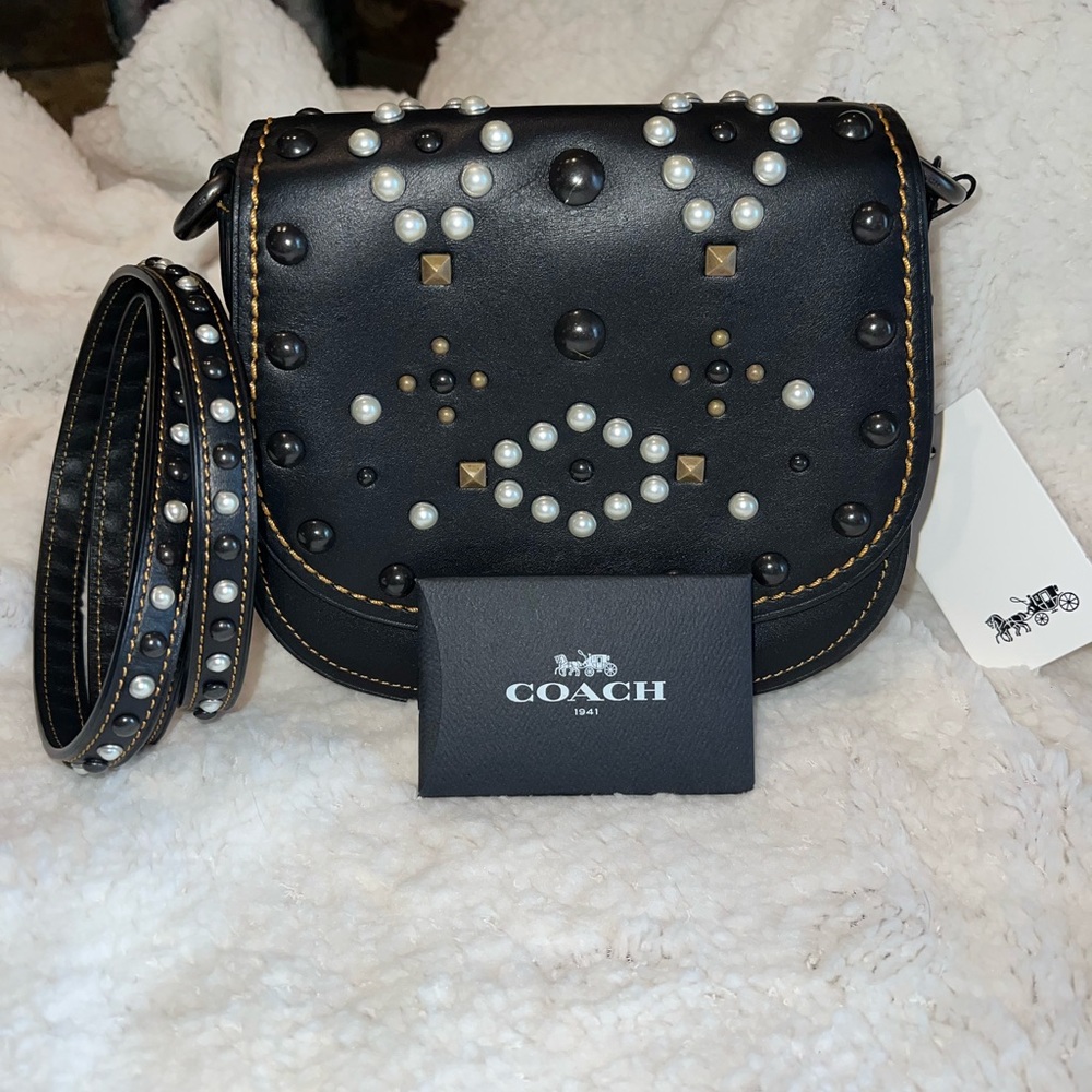 Coach Leather Saddle Bag 17 with Western Rivets NEW - Picture 6 of 7